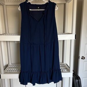Iz Byer Deep Blue Dress with Ruffle Accents